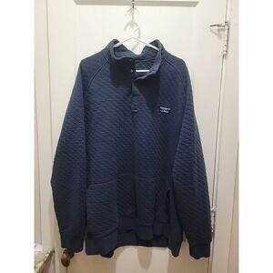 L.L. Bean Sweatshirt Men's 2XL Tall Navy Blue Quilted Snap Mock Neck Pullover
